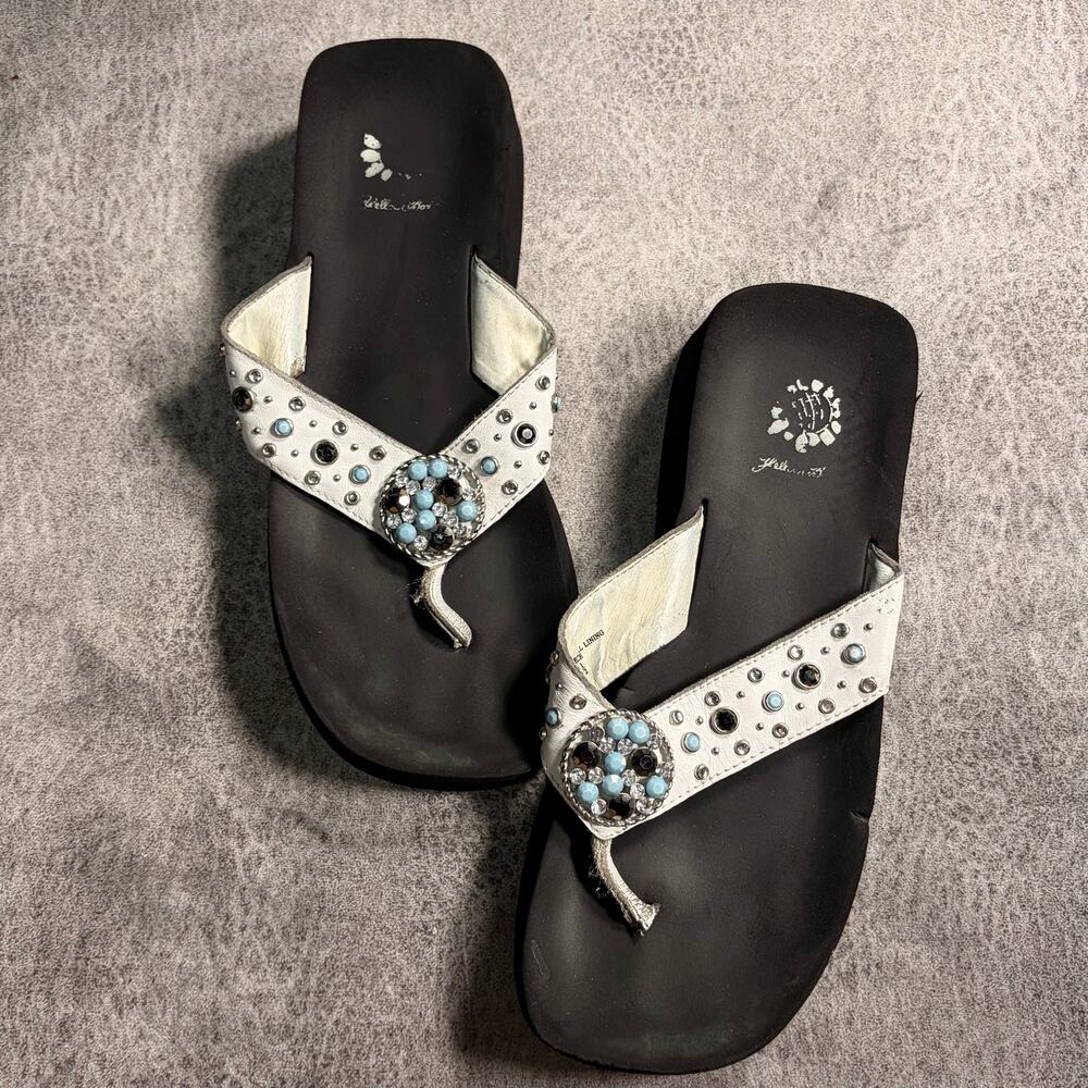 Black and White Embellished Platform Sandals